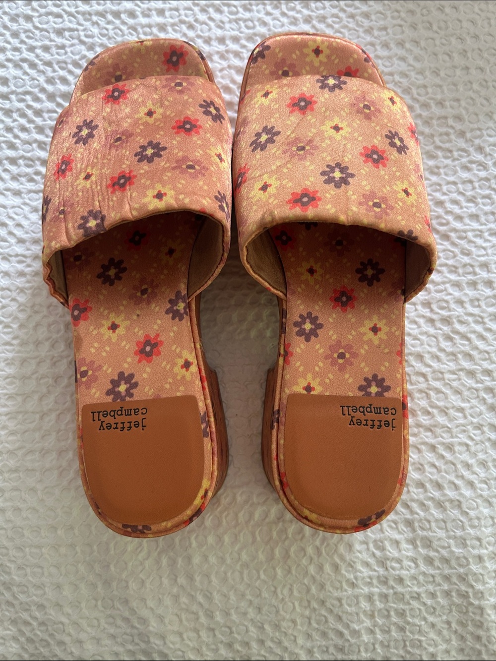 Jeffrey Campbell Peach Floral Slide Mules